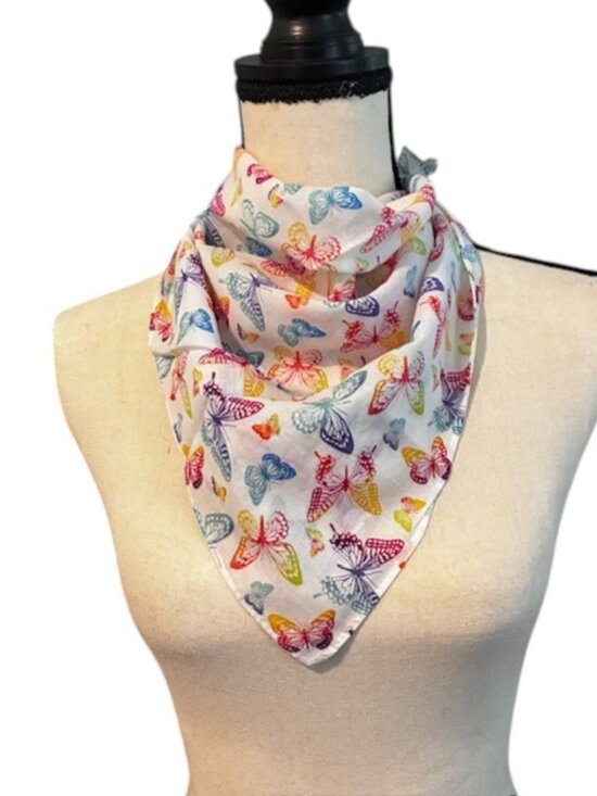 Accessories - White Butterfly Bandanna Scarf